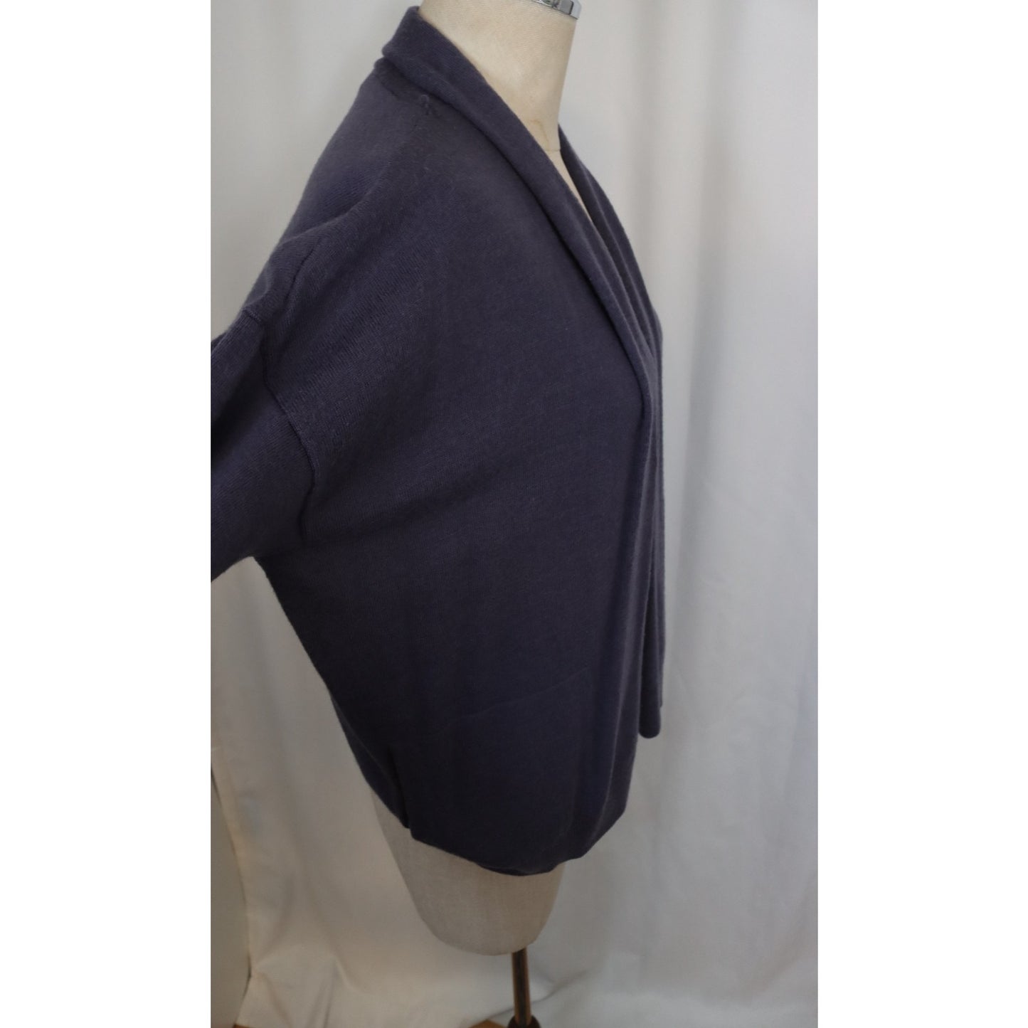 Eileen Fisher Purple Open Cardigan Size Small Merino Wool Long Sleeve