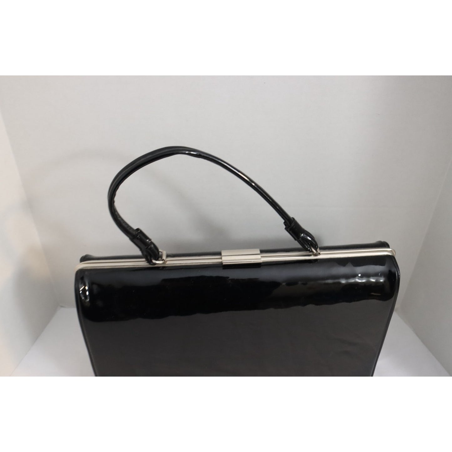Vintage Dover Black Patent Leather Handbag Made in USA Top Handle Bag