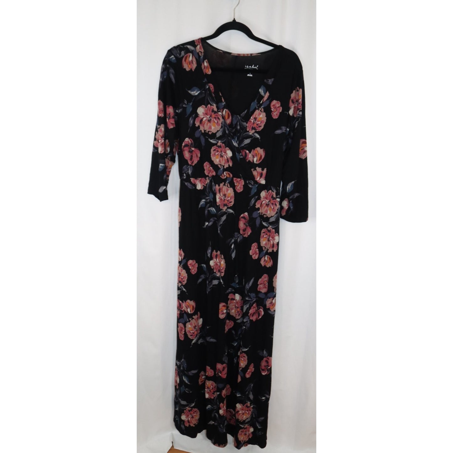 Isabel Ingrid Maternity Dress Large Nursing Maxi Rayon Spandex
