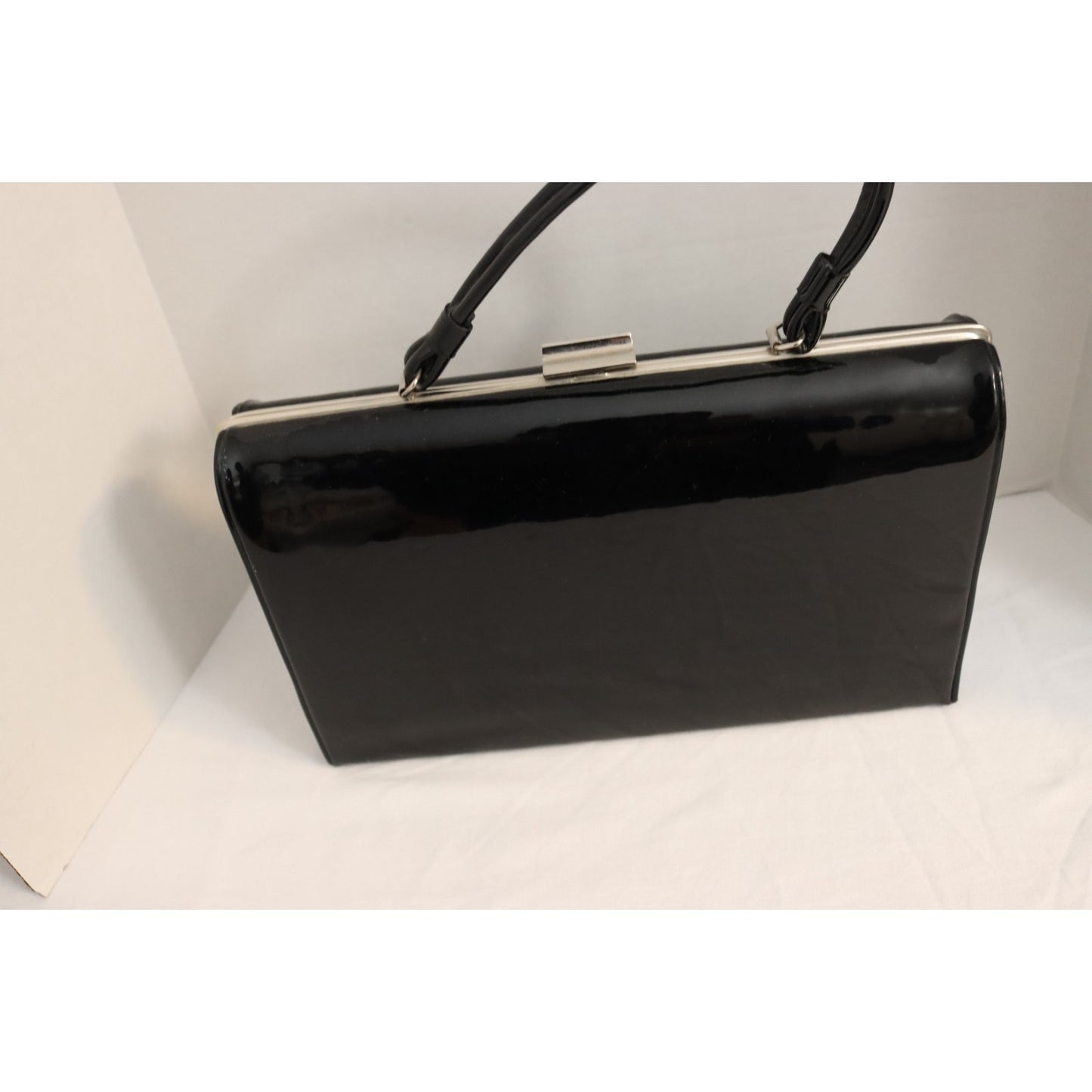 Vintage Dover Black Patent Leather Handbag Made in USA Top Handle Bag