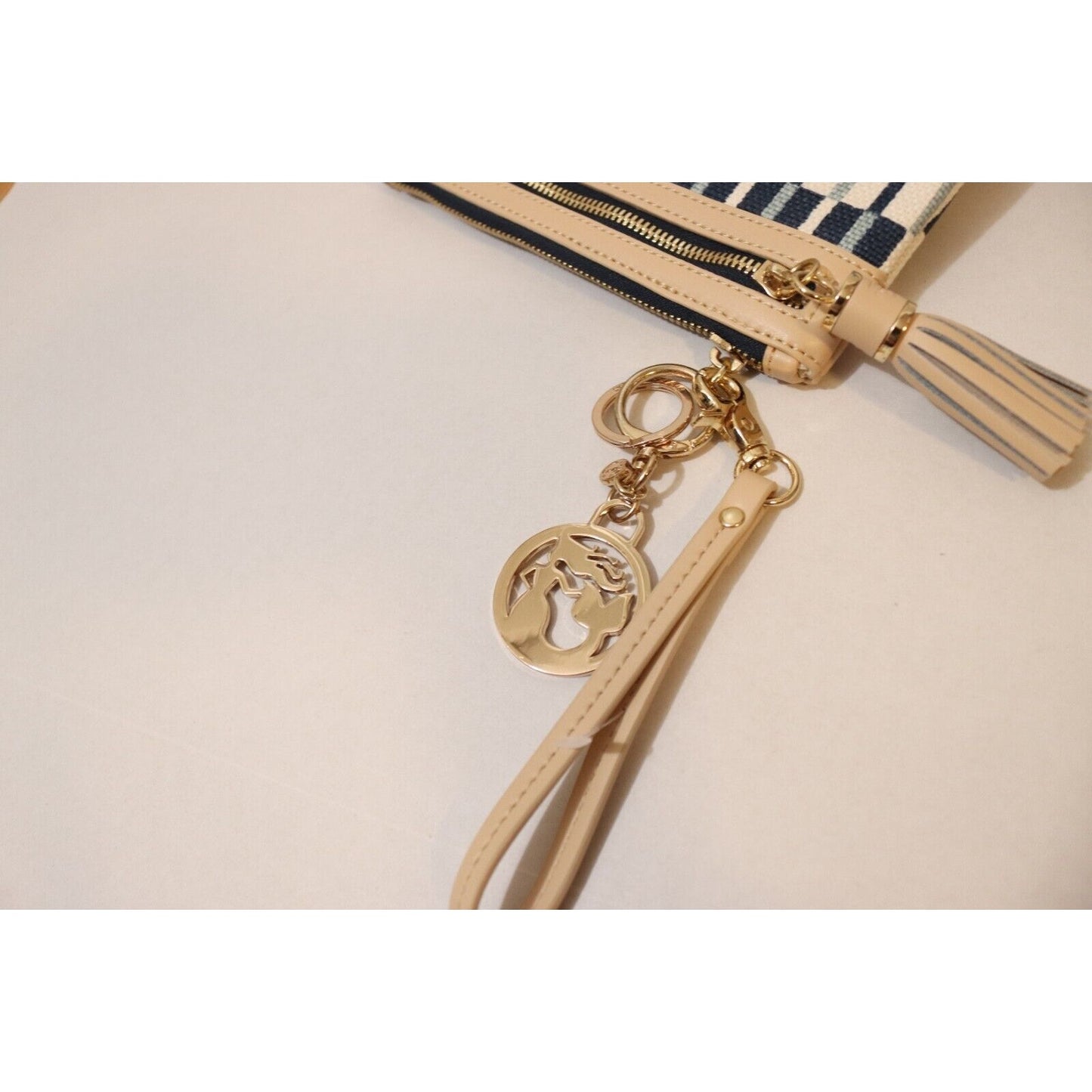 Spartan Wristlet Keychain and Tassel Blue and White