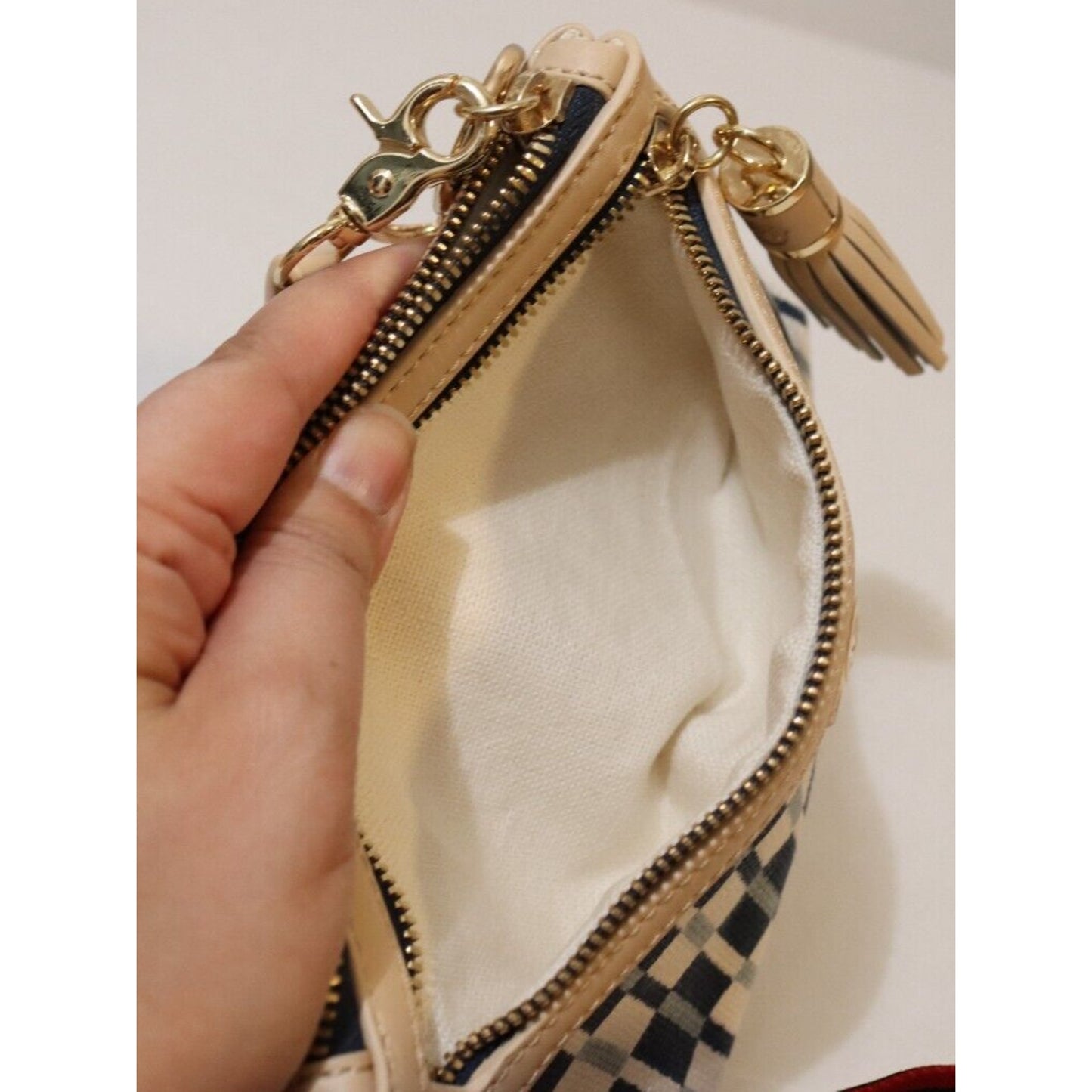 Spartan Wristlet Keychain and Tassel Blue and White