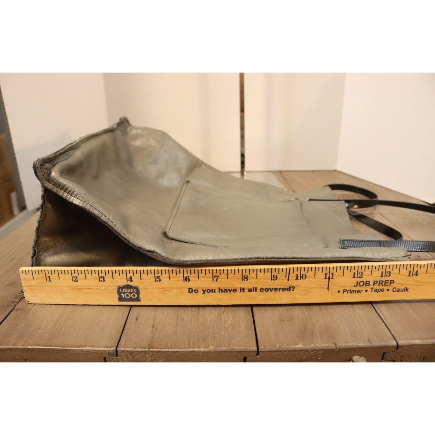 Brooklyn Industries Grey Metallic Tote Bag Leather Floppy