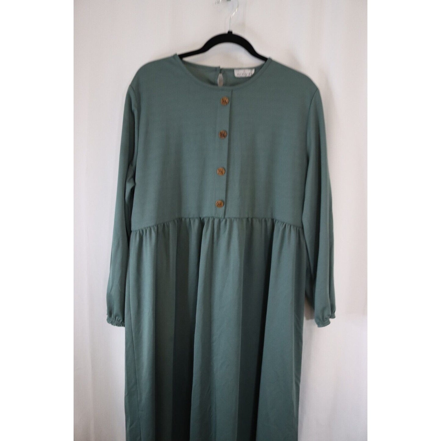 Abaya Green Maxi Dress Long Sleeve ECESUN 50 Faux Button
