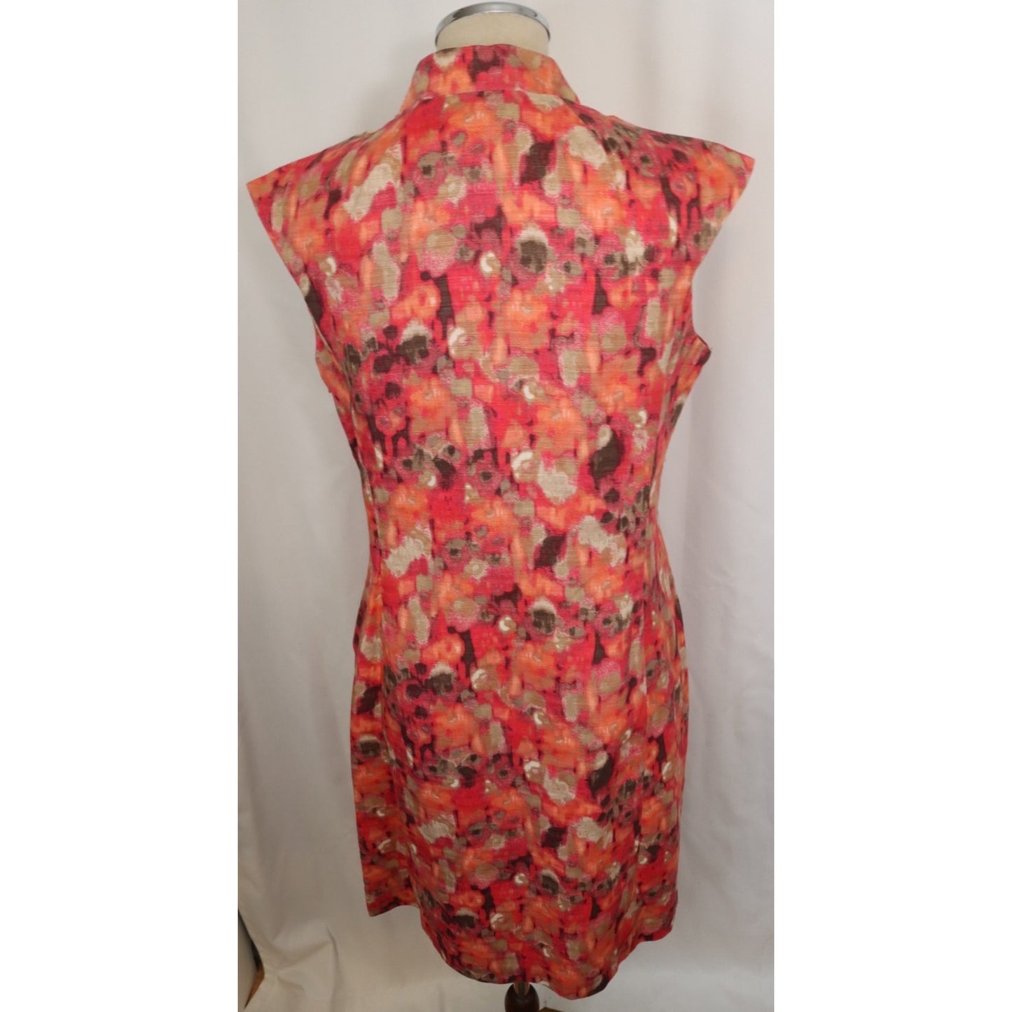 Eliza J New York Size 8 Coral Brown Taupe Rhinestone Linen Blend Sheath