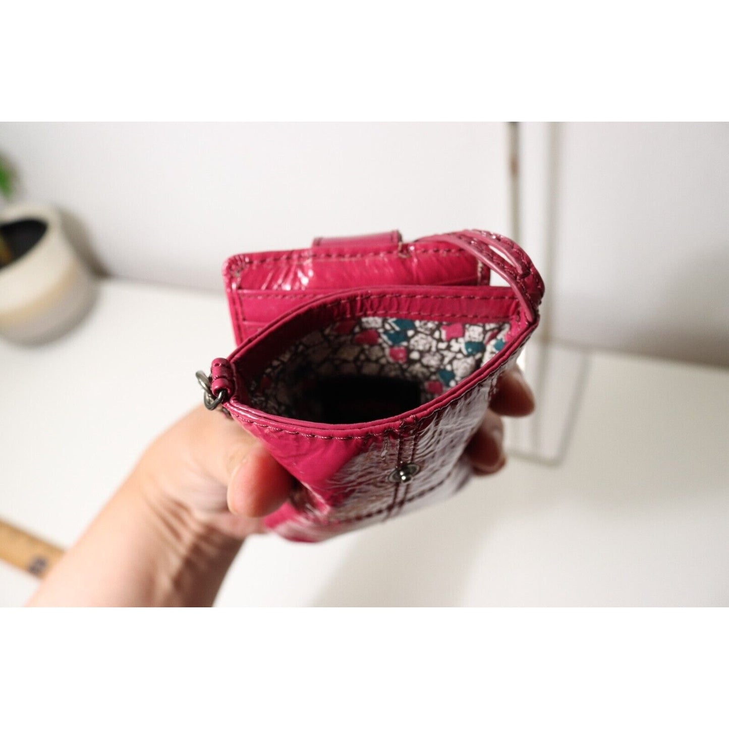 Hobo International Purple Cellphone Holder with Credit Card Patent Leather