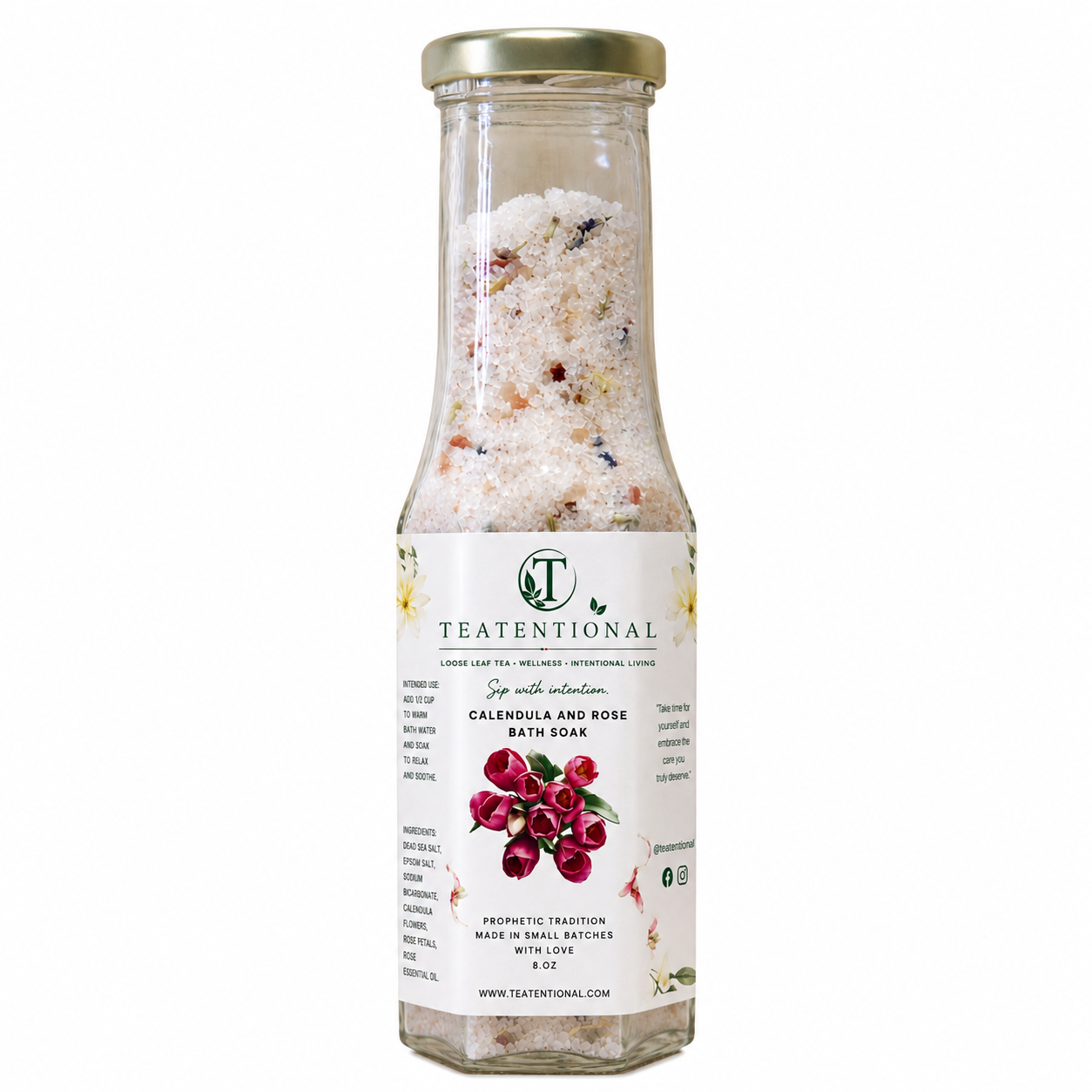 Unscented Calendula and Rose Bath Soak – Pure & Gentle Mineral Soak