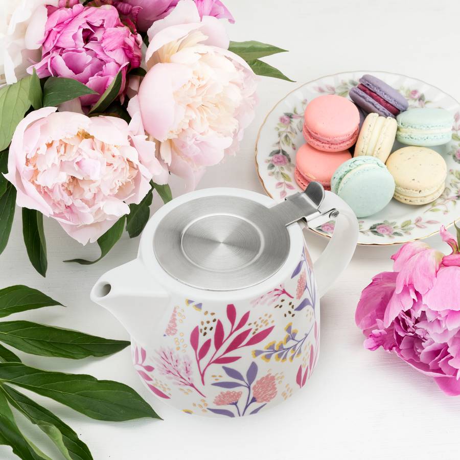 Ceramic Teapot and Infuser 20 oz | Botanical Bliss Tea Set